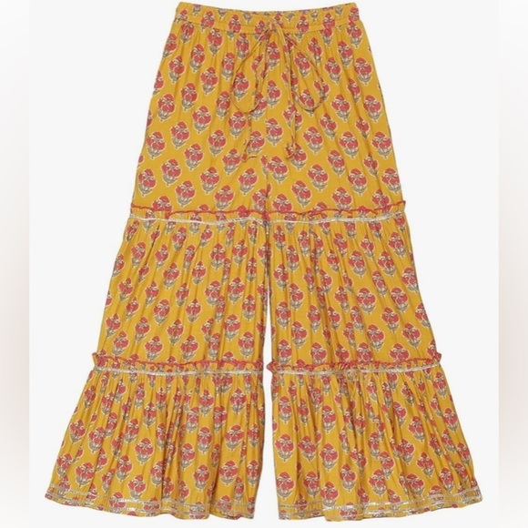 BIBA Girls NWT Yellow Poly Viscose Straight Printed Kurta Sharara Set 8-9 Formal - Picture 10 of 15